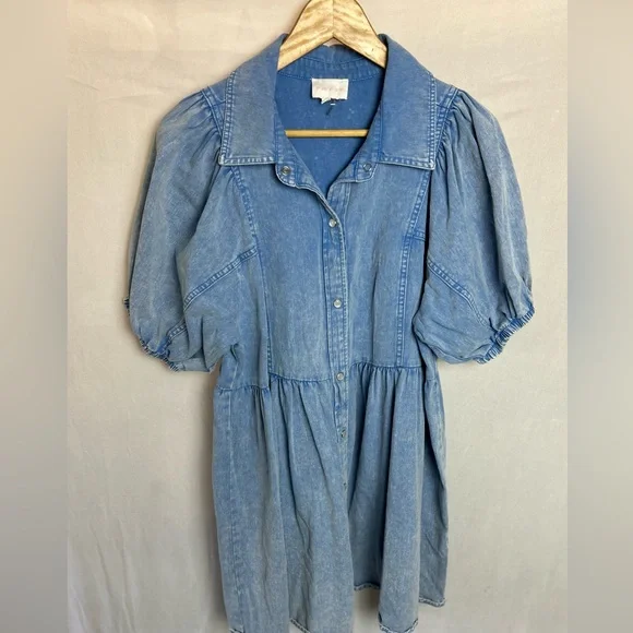 Blue Denim Dress - Size Large - Picture 1 of 3